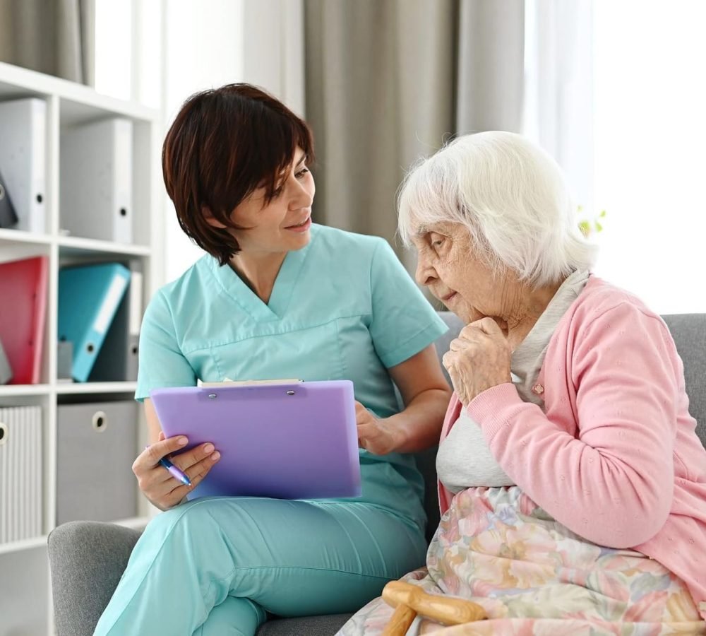 reviewing elderly patients chart